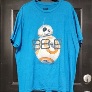 Star Wars T-Shirt Men's 2X Blue BB-8 Short Sleeve 50/50 Cotton Polyester Tee